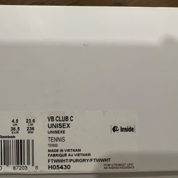 SOLD NEW Reebok x Victoria Beckham Leather Club C Unisex Tennis W US 7/M US 5.5 - Picture 4 of 6